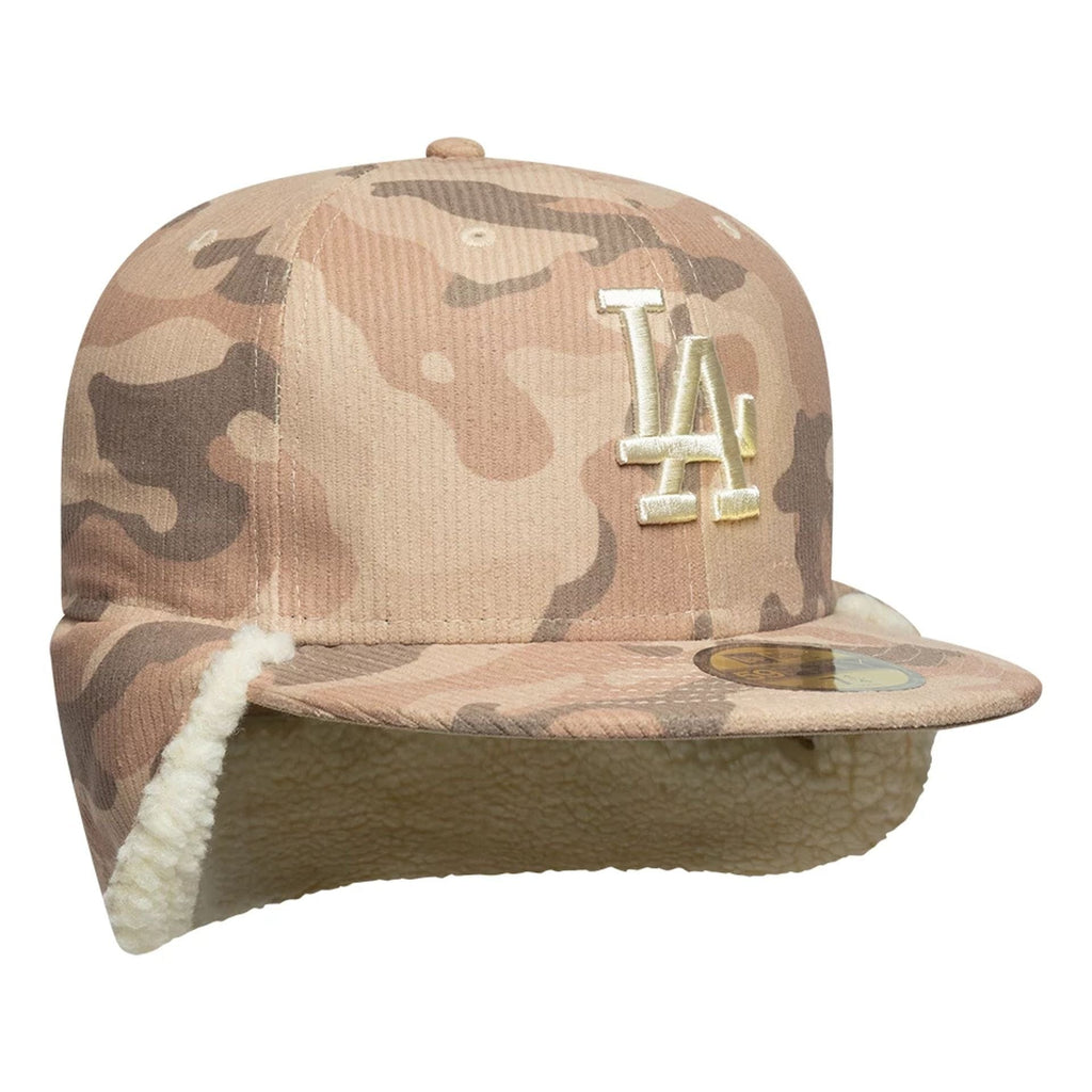 LA Dodgers MLB Cord Light Beige Downflap 59FIFTY Fitted Cap