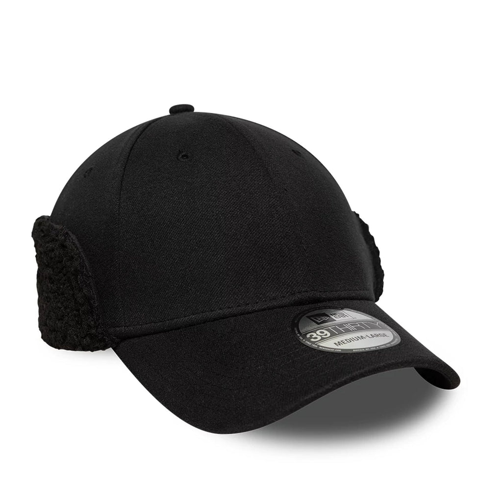 New Era Black 39THIRTY Downflap Stretch Fit Cap