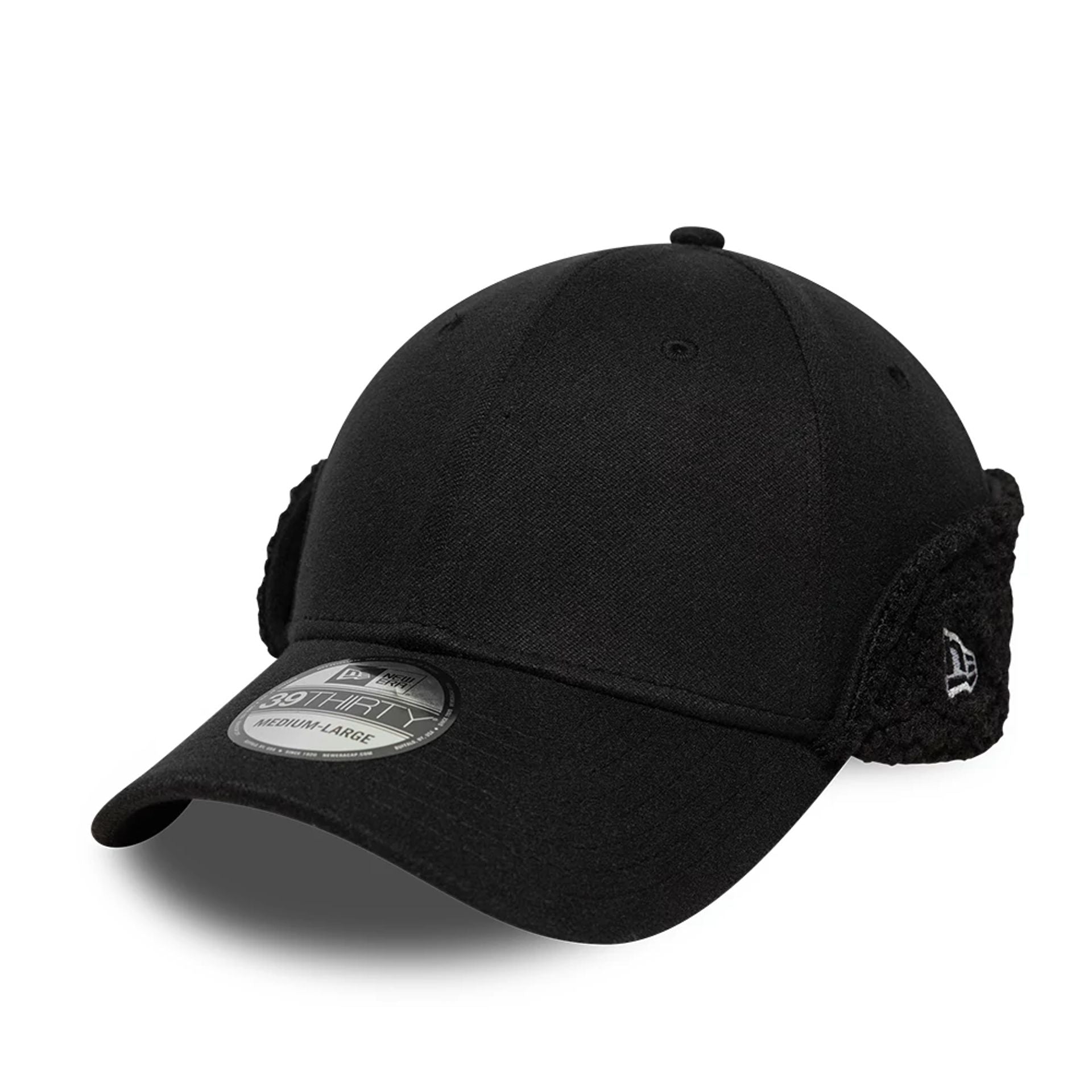 New Era Black 39THIRTY Downflap Stretch Fit Cap