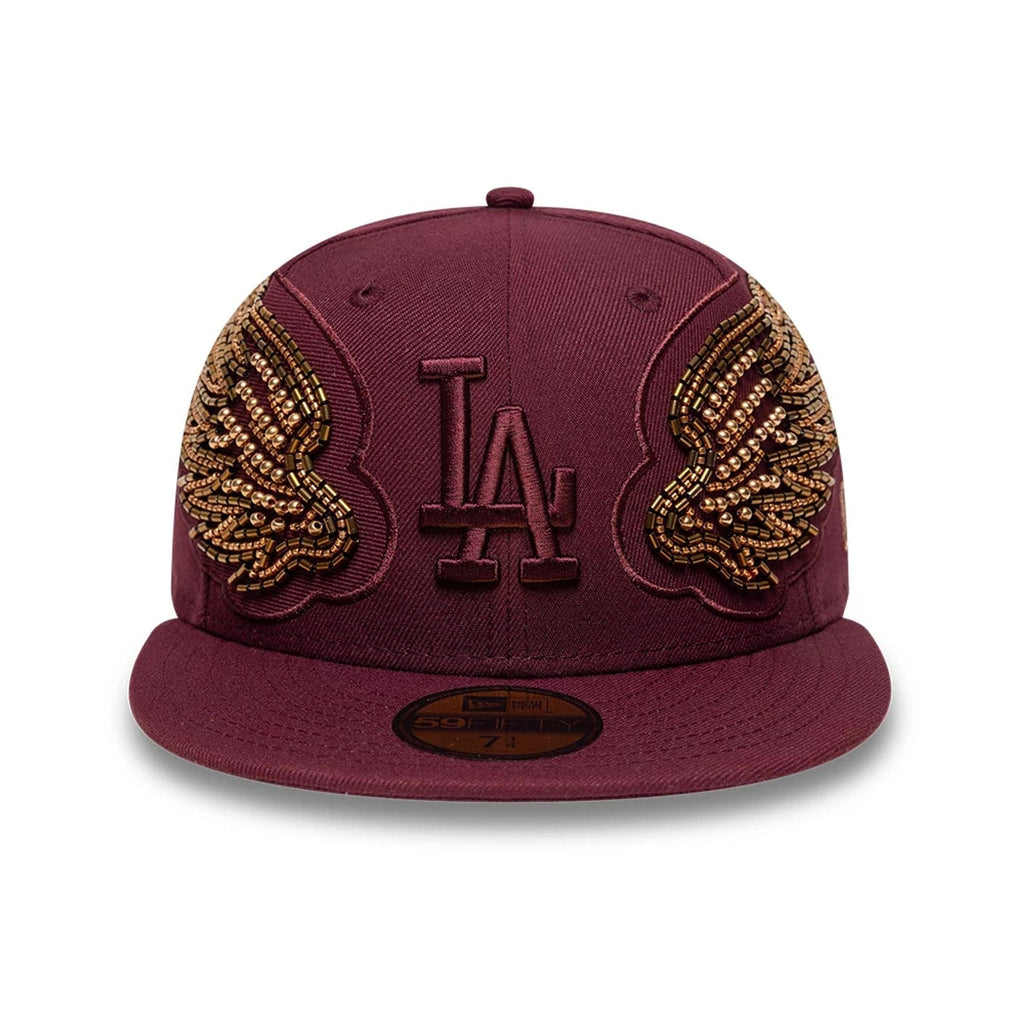 LA Dodgers MLB Beaded Wings Dark Red 59FIFTY Fitted Cap