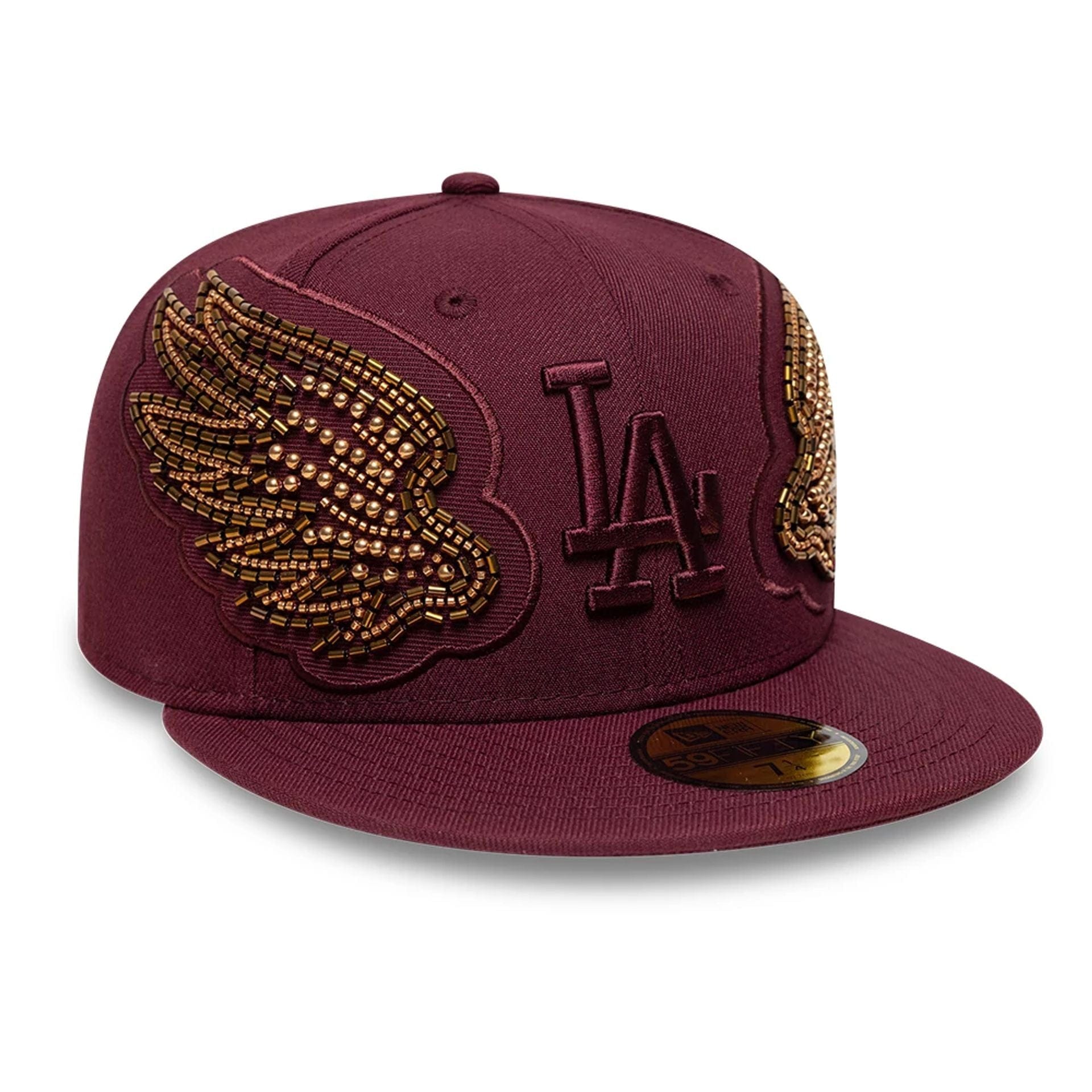 LA Dodgers MLB Beaded Wings Dark Red 59FIFTY Fitted Cap