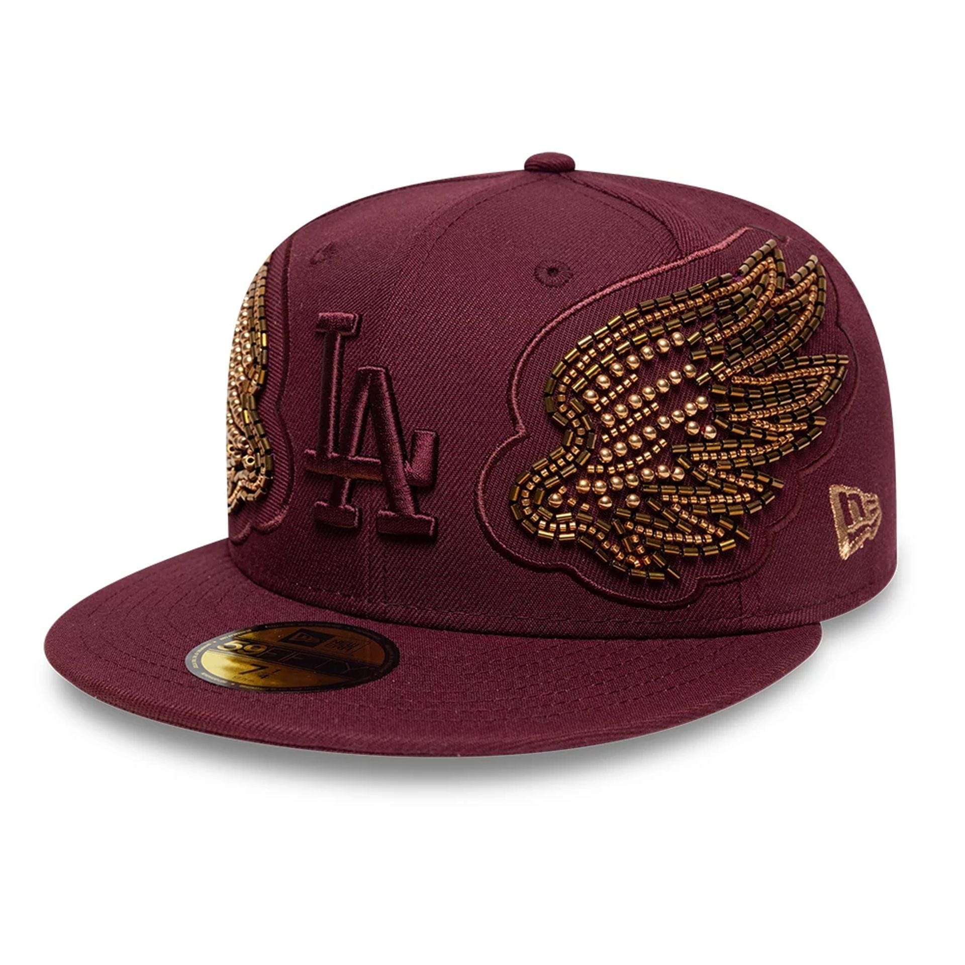 LA Dodgers MLB Beaded Wings Dark Red 59FIFTY Fitted Cap