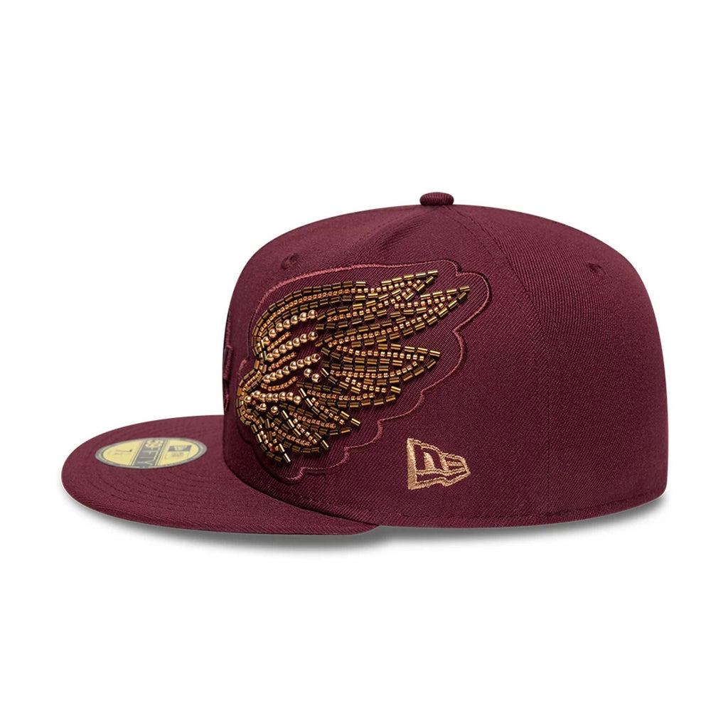 LA Dodgers MLB Beaded Wings Dark Red 59FIFTY Fitted Cap