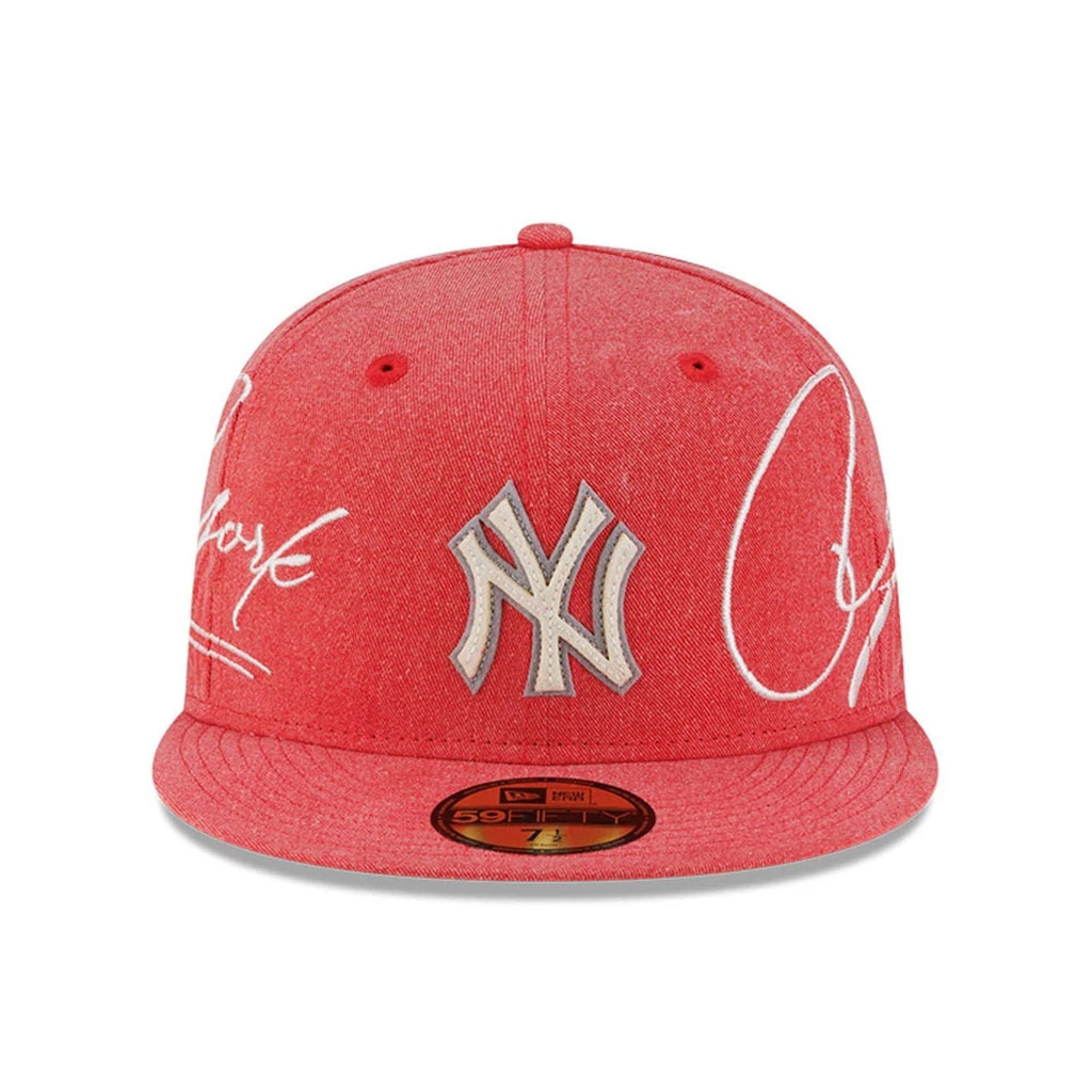 New York Yankees MLB Script Wash Red 59FIFTY Fitted Cap