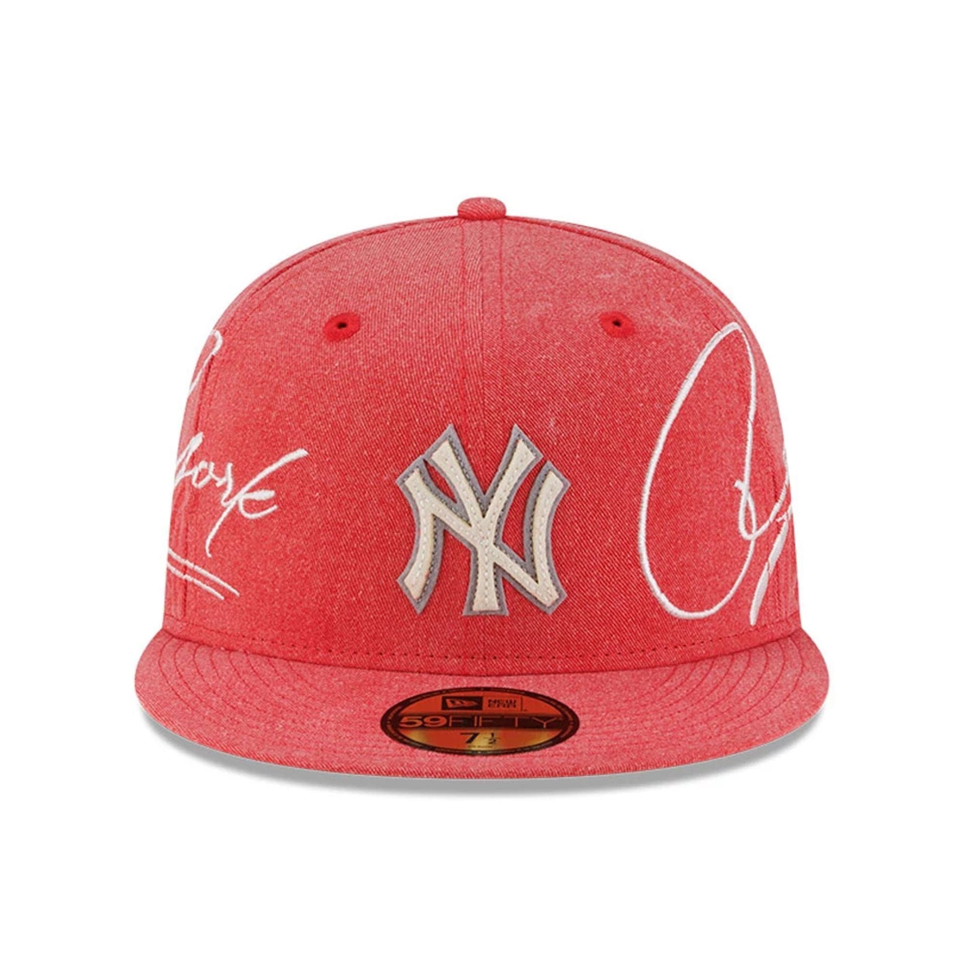 New York Yankees MLB Script Wash Red 59FIFTY Fitted Cap