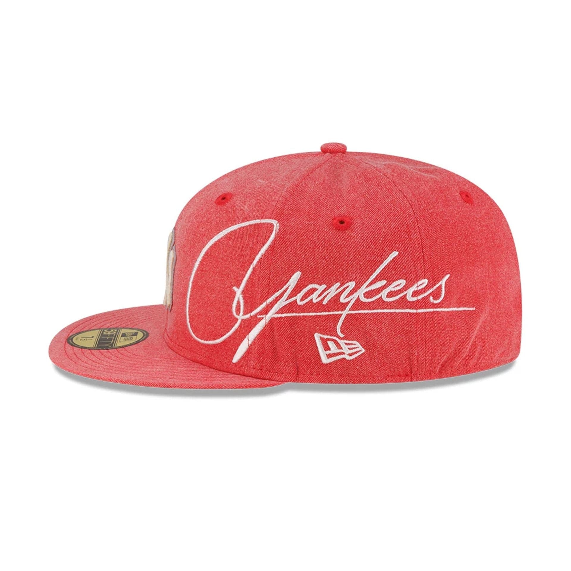 New York Yankees MLB Script Wash Red 59FIFTY Fitted Cap
