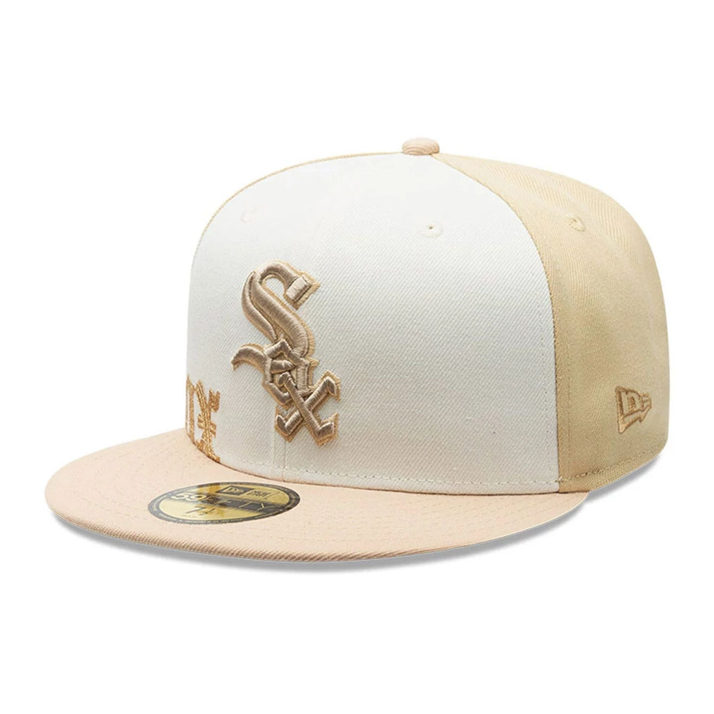 Chicago White Sox MLB Gothic Script Light Beige 59FIFTY Fitted Cap