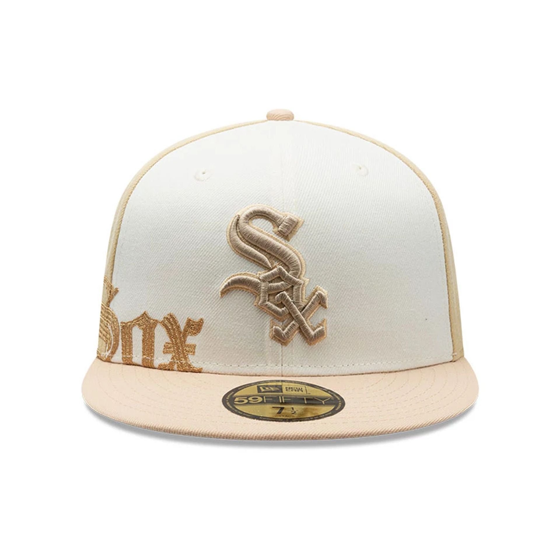 Chicago White Sox MLB Gothic Script Light Beige 59FIFTY Fitted Cap