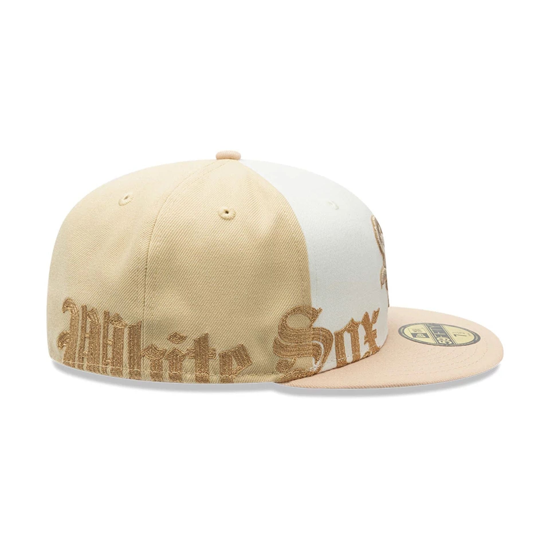Chicago White Sox MLB Gothic Script Light Beige 59FIFTY Fitted Cap