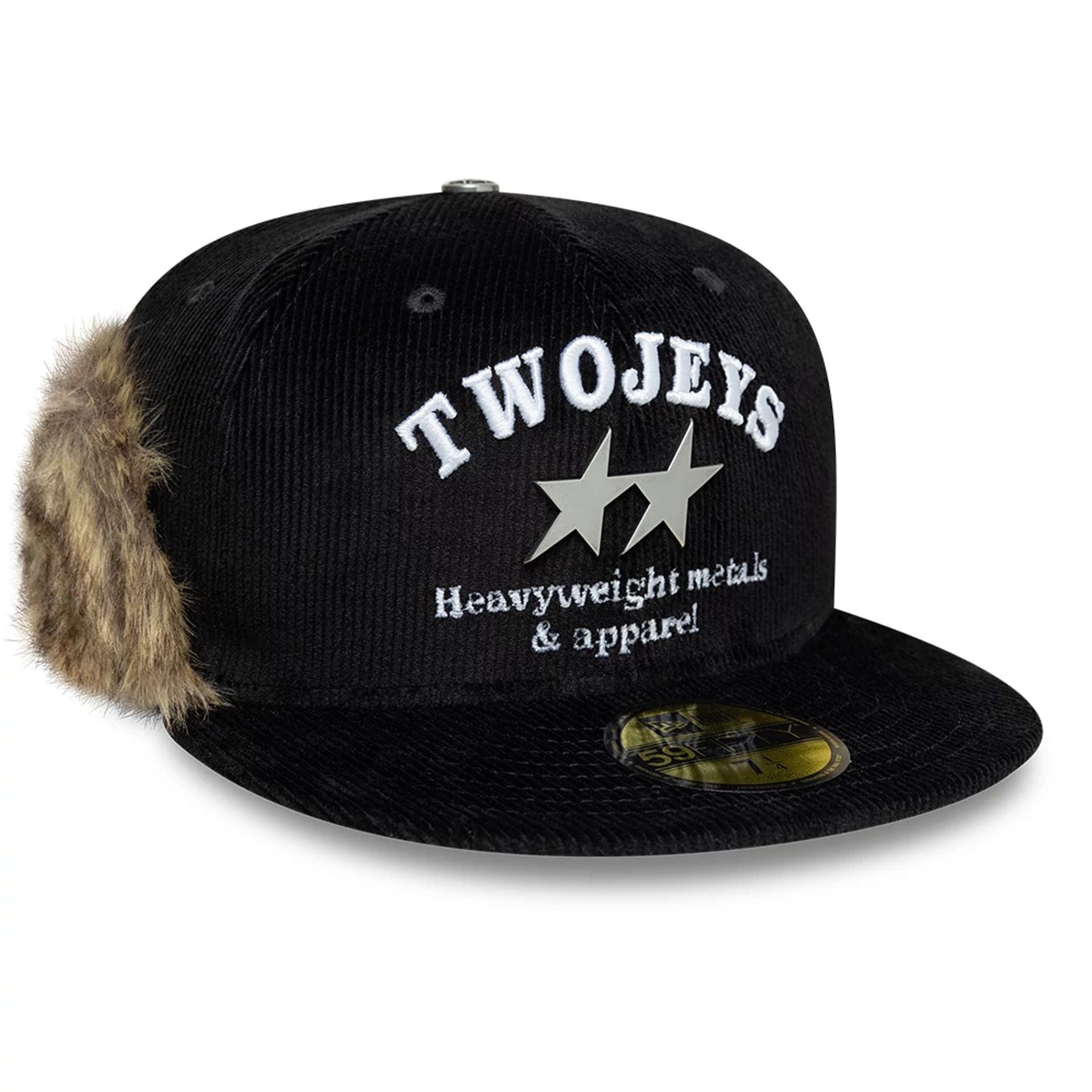 Twojeys X New Era Cord Black Downflap 59FIFTY Fitted Cap